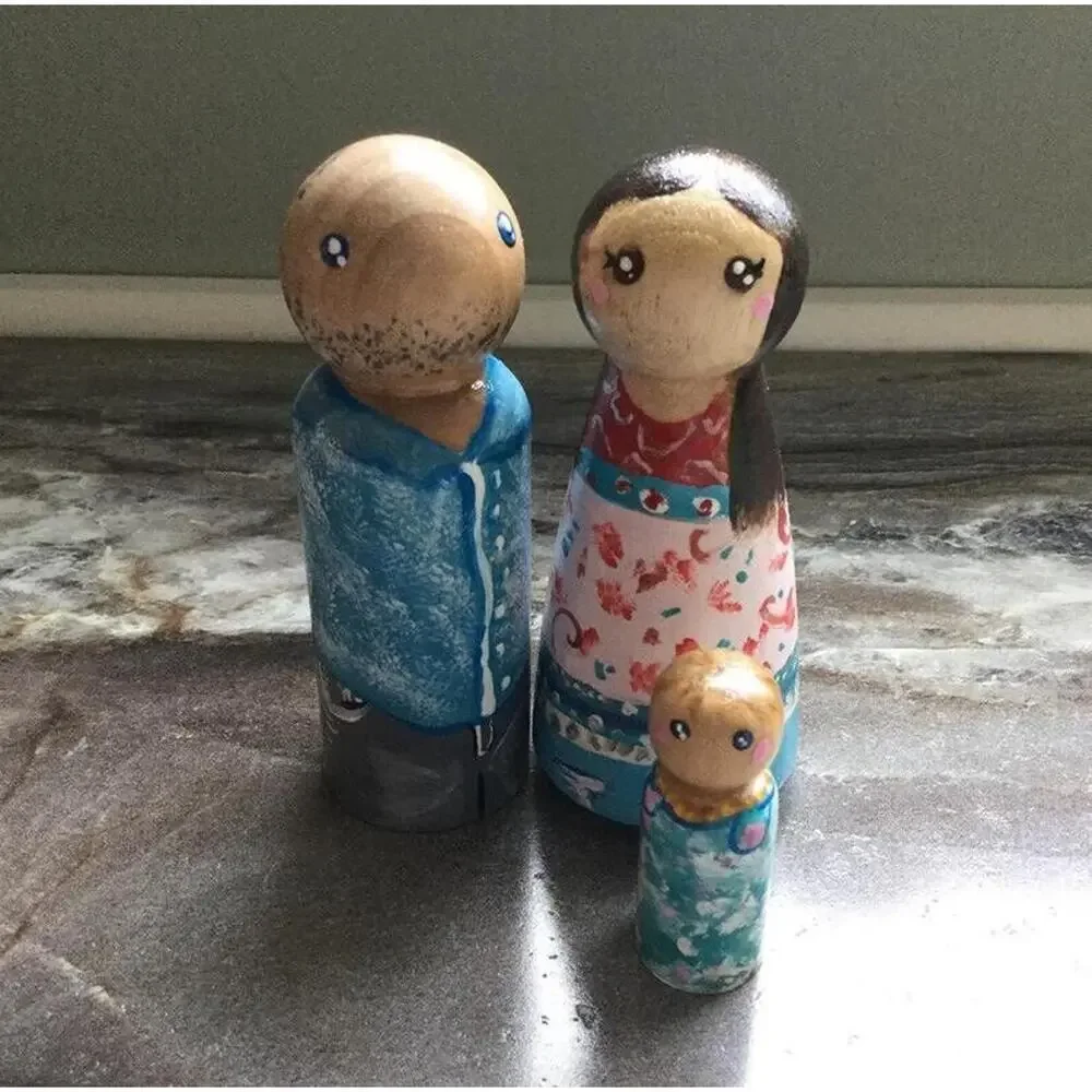 10pcs 3 1/2” Wooden Female Angel Bride Peg Doll DIY Craft Wedding Cake Topper